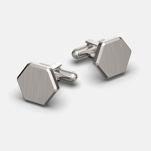 Tie Bar & Cufflinks Kit - Platinum